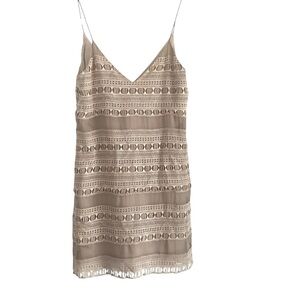Dolce Vita Taupe Sheer and Lace Spaghetti Strap Mini Dress Size M